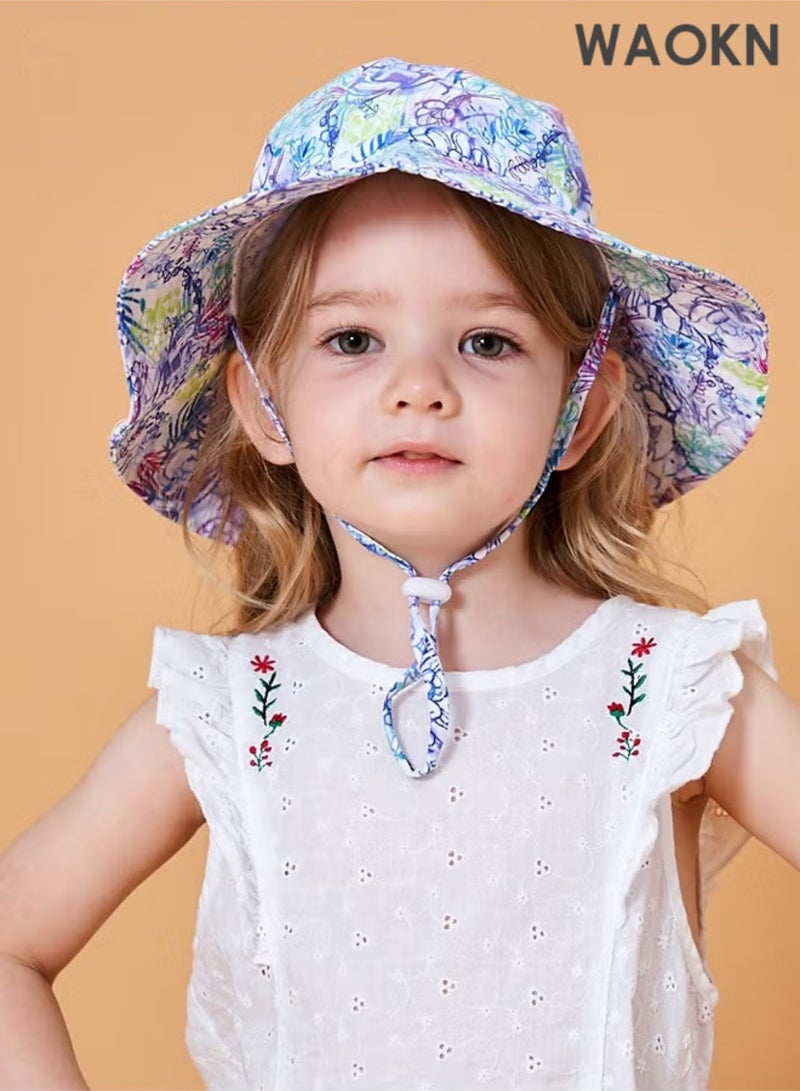 WAOKN Children'S  Sun Hat Adjustable  Sun Visor Quick Drying Beach Hat  Bucket Hat Toddler UV Protection Beach Hat Kids Foldable Adjustable Cotton Fishing Hat for Girls 3-8 Years - Image 4