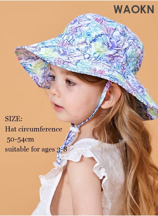 WAOKN Children'S  Sun Hat Adjustable  Sun Visor Quick Drying Beach Hat  Bucket Hat Toddler UV Protection Beach Hat Kids Foldable Adjustable Cotton Fishing Hat for Girls 3-8 Years - Image 5
