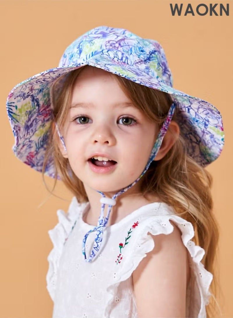 WAOKN Children'S  Sun Hat Adjustable  Sun Visor Quick Drying Beach Hat  Bucket Hat Toddler UV Protection Beach Hat Kids Foldable Adjustable Cotton Fishing Hat for Girls 3-8 Years - Image 3