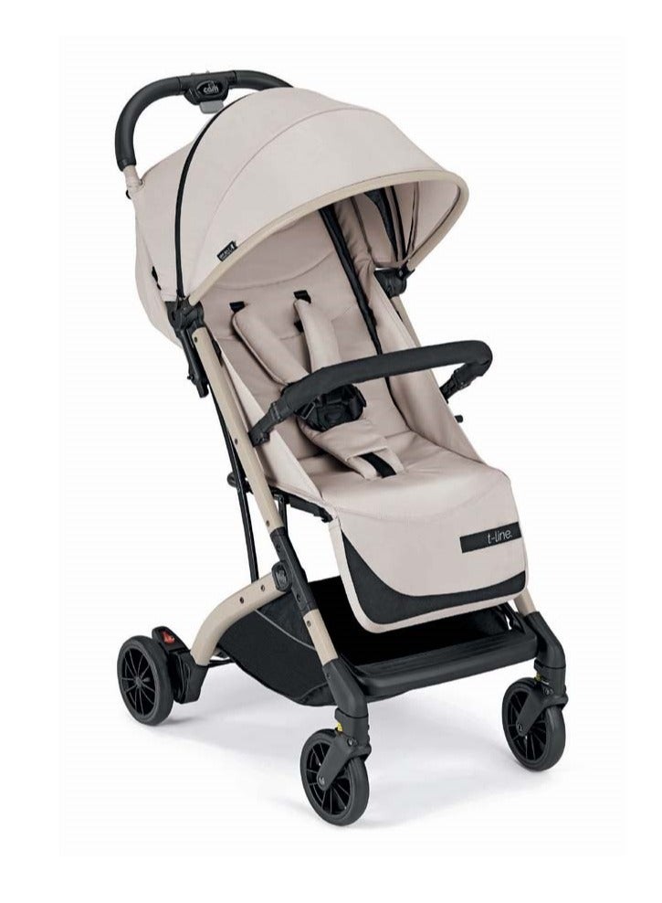 cam عربة أطفال قابلة للطي فائق الصغر 202، خفيفة الوزن ومضغوطة بلون بيج مع إطار من الألمنيوم، حزام أمان بخمس نقاط - Image 1