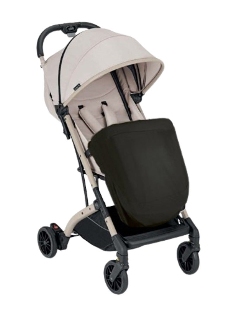 cam عربة أطفال قابلة للطي فائق الصغر 202، خفيفة الوزن ومضغوطة بلون بيج مع إطار من الألمنيوم، حزام أمان بخمس نقاط - Image 2