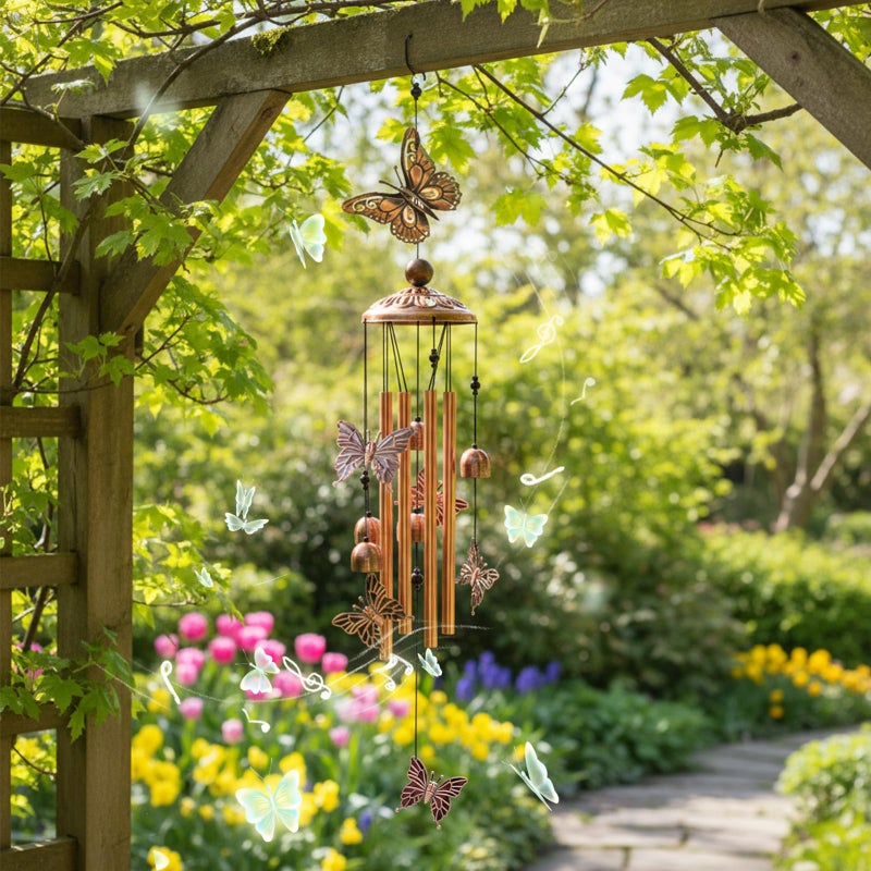 Ukulork Wind Chimes Outdoor Clearance, Butterflies Aluminum Tube Windchime with S Hook,Patio Garden Decor, Housewarming Gift. - Image 4