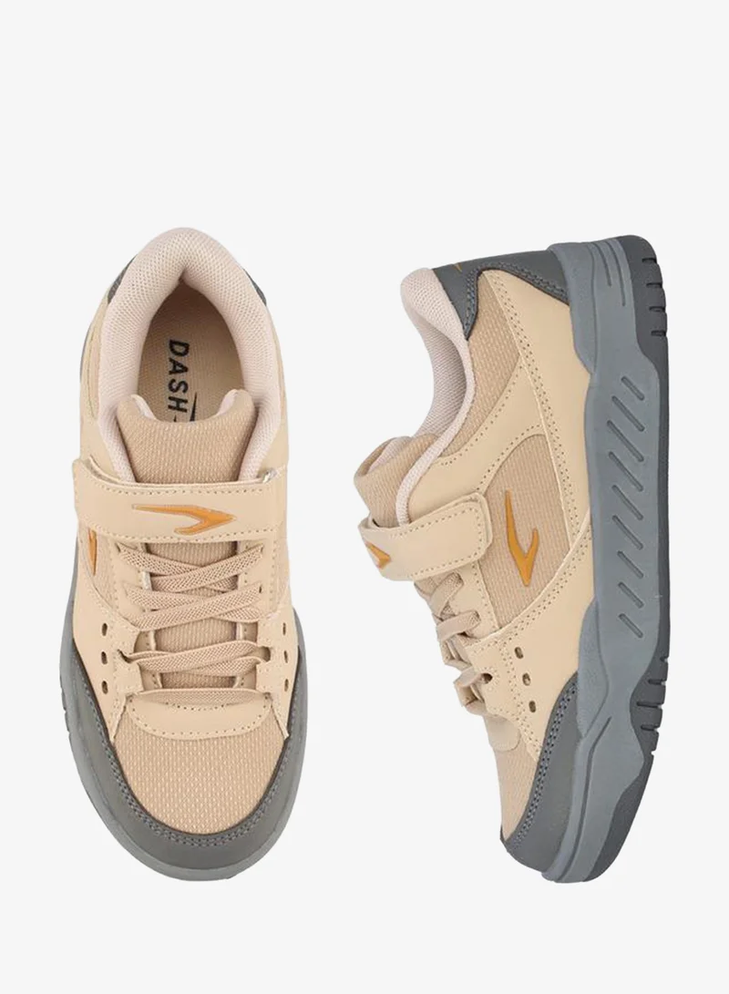 Dash BEIGE Boys Hook & Loop Ankle School Sneakers for Men | Best Price UAE
