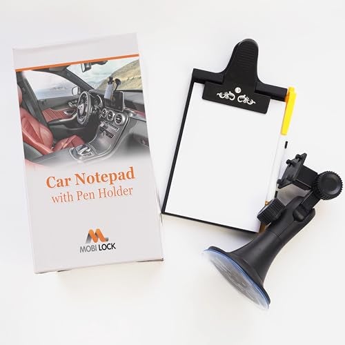 Mobi Lock Car Clip Board with Pen Holder and pad Mount, Universal Suction Cup, Flexible Neck Mount with 1 Pad, by Mobi Lock - Image 1