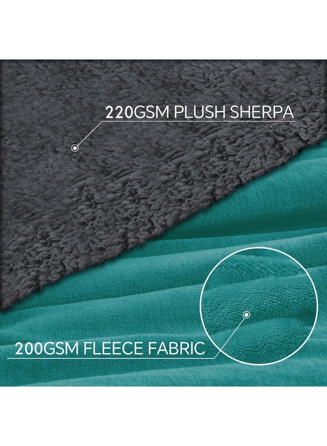 Homestan Homestan Sherpa Fleece AC Blanket Double Bed 220GSM, Ultra Soft King Size Blanket for Summer 88x90 inches (Teal, Double) - Image 4