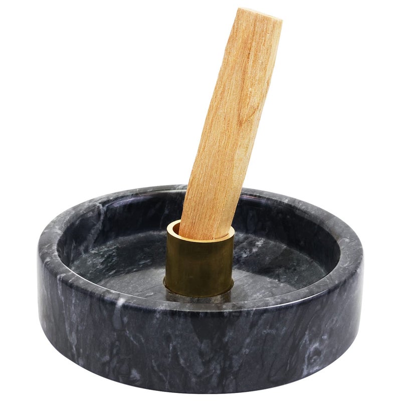 vrupin Natural Marble Palo Santo Holder,Incense Burner for Palo Santo Sticks, Handmade Stick Incense Holder Ideal for Smudging, Incense Burning, Decoration.Easily Grab All Incense Ash (Black) - Image 1