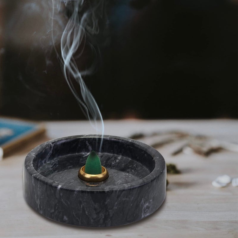 vrupin Natural Marble Palo Santo Holder,Incense Burner for Palo Santo Sticks, Handmade Stick Incense Holder Ideal for Smudging, Incense Burning, Decoration.Easily Grab All Incense Ash (Black) - Image 5