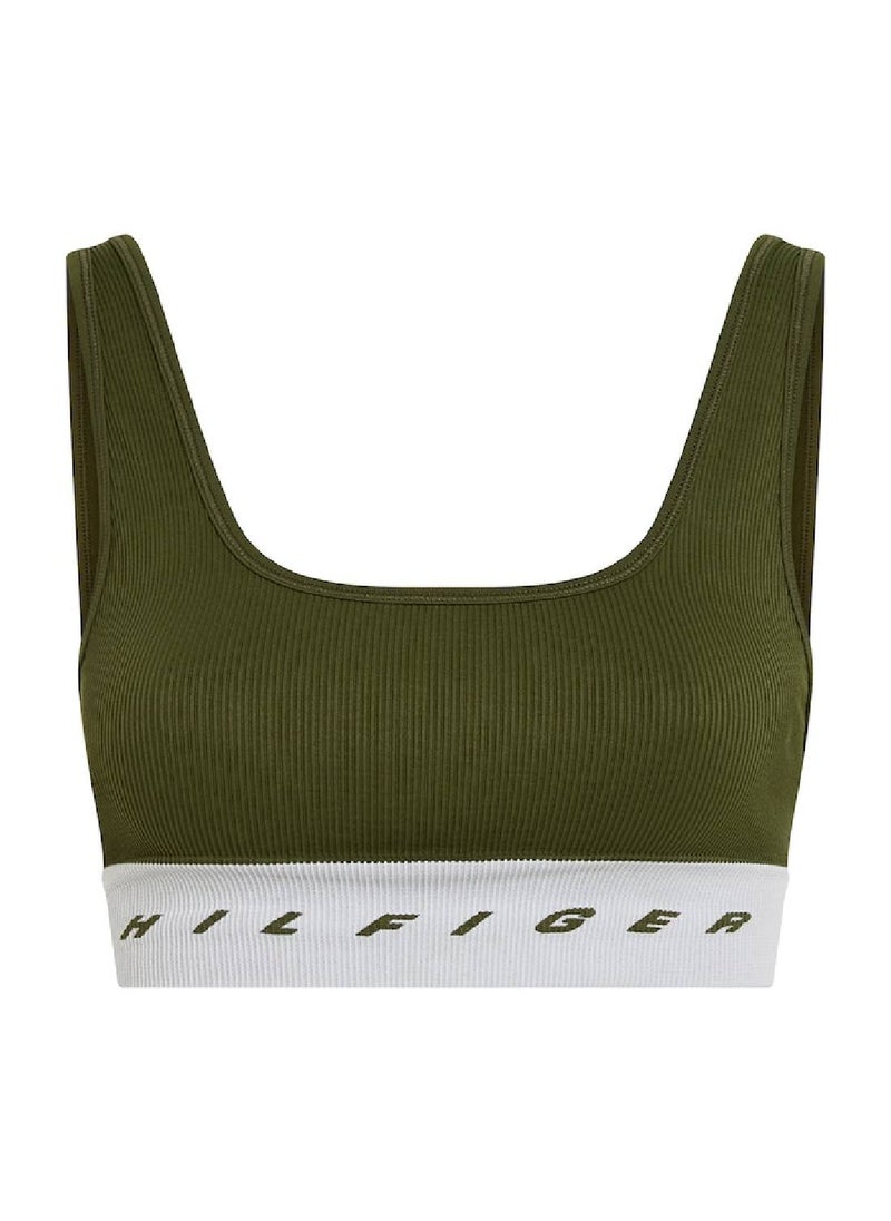 TOMMY HILFIGER Women's Sport Low Support Skinny Fit Sports Bra, Green  - Image 2