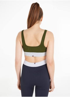 TOMMY HILFIGER Women's Sport Low Support Skinny Fit Sports Bra, Green  - Image 3