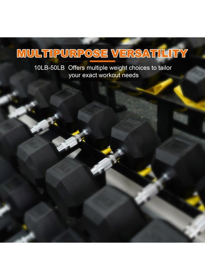 BalanceFrom Rubber Encased Hex Dumbbell in Pairs or Singles, Black - Image 3