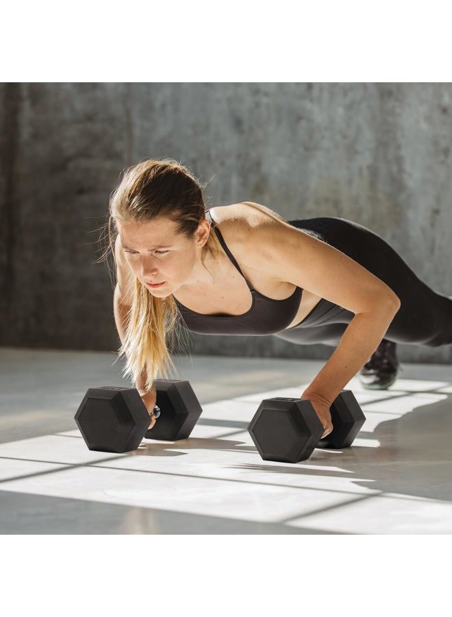 BalanceFrom Rubber Encased Hex Dumbbell in Pairs or Singles, Black - Image 5