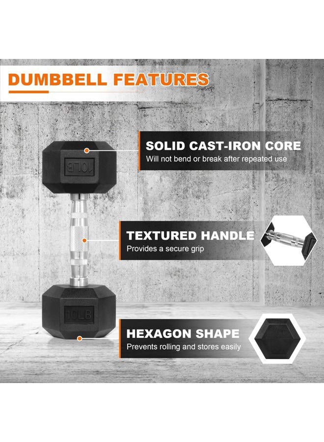 BalanceFrom Rubber Encased Hex Dumbbell in Pairs or Singles, Black - Image 2