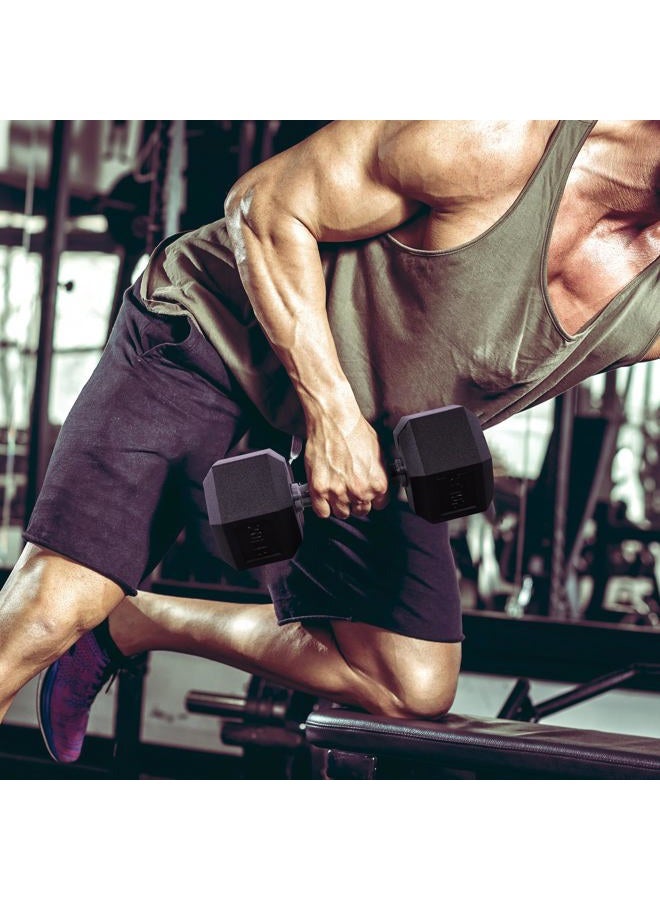 BalanceFrom Rubber Encased Hex Dumbbell in Pairs or Singles, Black - Image 4