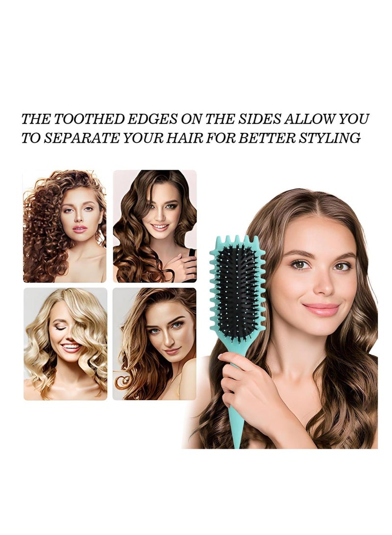 فرشاة تجعيد الشعر، فرشاة تحديد تجعيد الشعر، فرشاة شعر مجعد واحدة، فرشاة للشعر المجعد، لتمشيط وتشكيل تجعيدات الشعر للرجال والنساء لتقليل السحب (أخضر) - Image 1