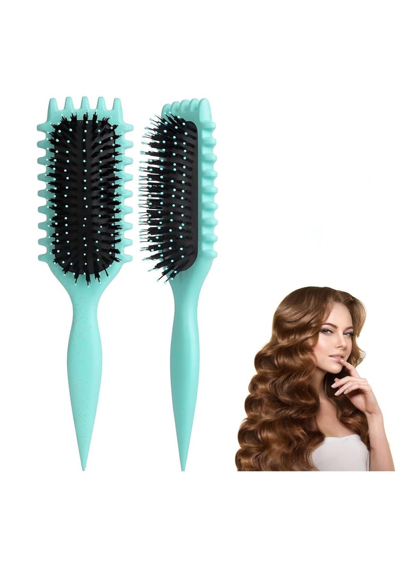 فرشاة تجعيد الشعر، فرشاة تحديد تجعيد الشعر، فرشاة شعر مجعد واحدة، فرشاة للشعر المجعد، لتمشيط وتشكيل تجعيدات الشعر للرجال والنساء لتقليل السحب (أخضر) - Image 3