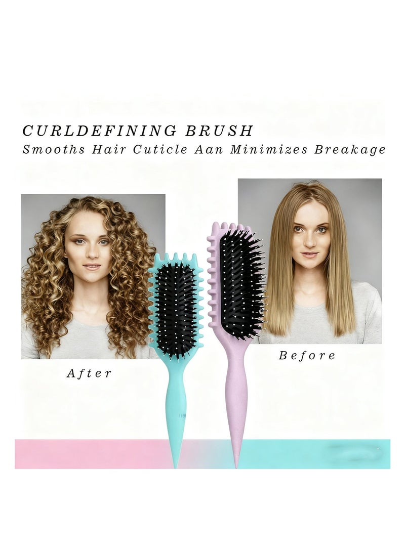 فرشاة تجعيد الشعر، فرشاة تحديد تجعيد الشعر، فرشاة شعر مجعد واحدة، فرشاة للشعر المجعد، لتمشيط وتشكيل تجعيدات الشعر للرجال والنساء لتقليل السحب (أخضر) - Image 4