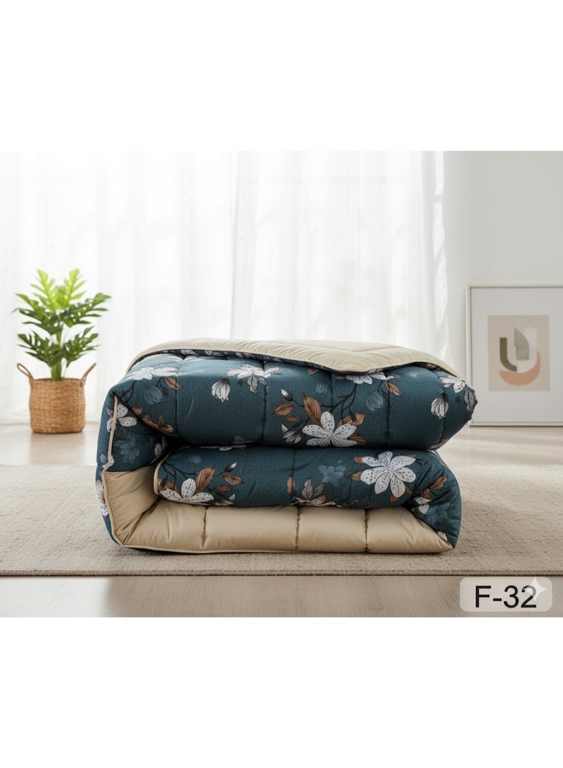 ماركه  مفرش سرير نفرين 6 قطع وجهين (مشجر/سادة) من المايكروفايبر الفاخر – تصميم أنيق يمنحك لمسة فخامة وراحة منعشة بمقاس 230×250 سم" - Image 4