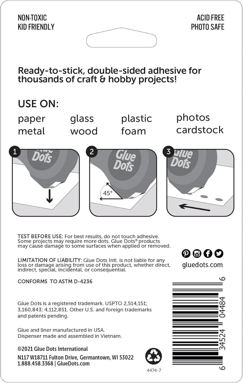 Glue Dots, Craft Dots Dot N' Go Dispenser, Double-Sided, 3/8", .38 Inch, 200 Dots, DIY Craft Glue Tape, Sticky Adhesive Glue Points, Liquid Hot Glue Alternative, Clear - Image 3