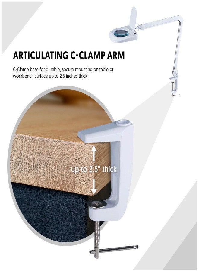 Omano LED Magnifying Lamp (2X Magnifier) Professional Desktop, Reading, Hobby, and Task Use | Adjustable Arm, Bright Daylight Lighting | Clear 6” Diameter Lens - Image 4
