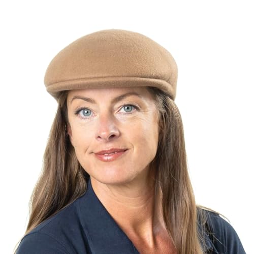 Lipodo Mens Felt Flat Cap ItalianMade Ivy Cap Wool Felt Peaked Cap Cap with 3 cm Peak FallWinter Flat Cap Camel - Image 3