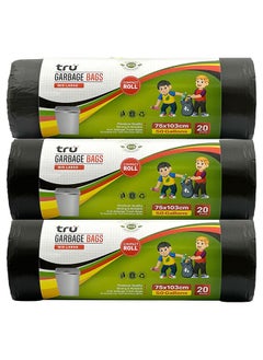Tru tru Garbage Bags Compact Roll Black 75x103cm - Pack of 3 