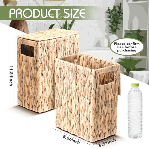 Vesici 3 Gallon Wicker Waste Basket with Lid Wicker Trash Can with Built-in Handles Handwoven Garbage Can for Bedroom, Bathroom, Kitchen, and Office - Image 2