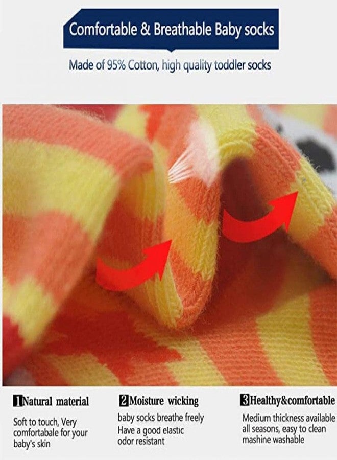 CUTEABLY Toddler Non-Slip Socks, Cartoon Design, Cotton Crew Socks with Non-Slip Soles, Floor Socks for Infants, Boys, Girls (Assorted) (12-24 Months, 6) - Image 5