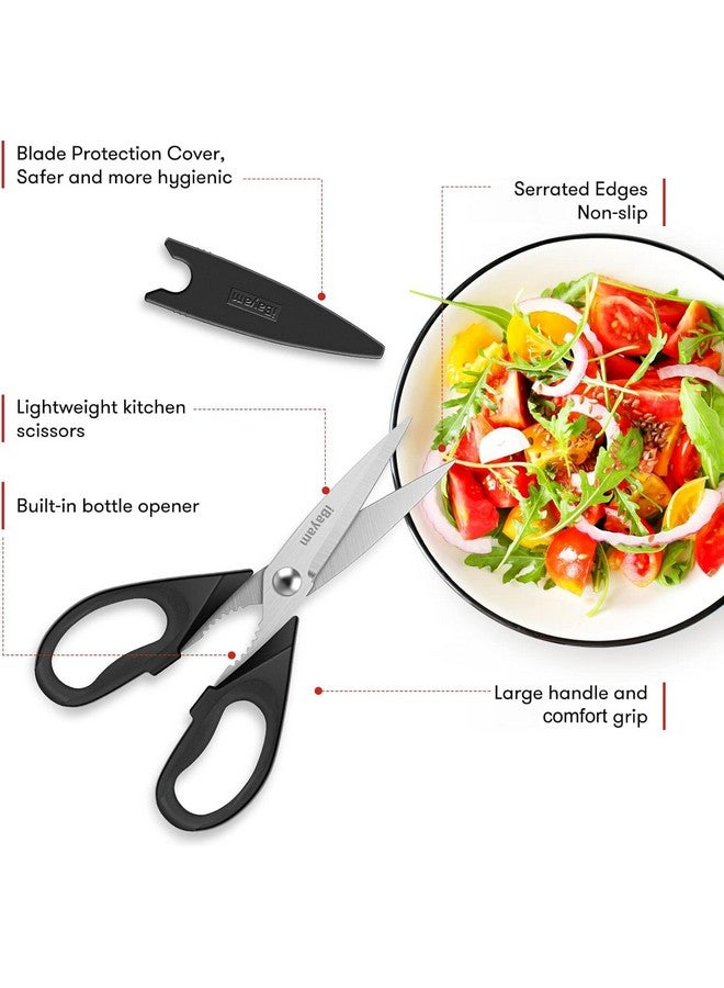 iBayam Black Kitchen Scissors - Heavy Duty Meat & Poultry Shears, Dishwasher Safe Stainless Steel Utility Scissors, 2-Pack Black Kitchen Utensils Set for New Home Essentials - Image 2