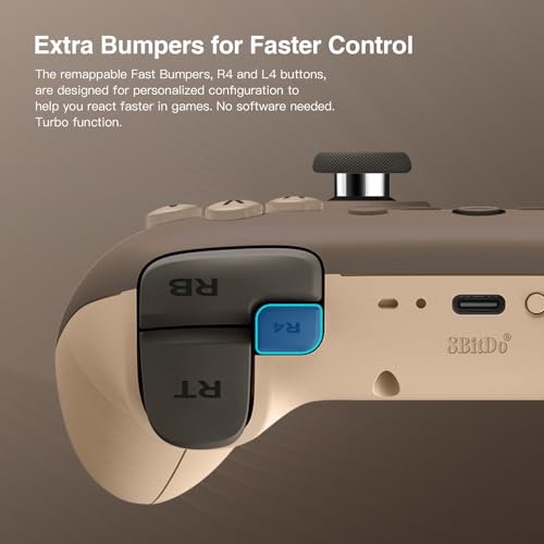 8Bitdo Ultimate 2C Wireless Controller for Windows PC and Android, with 1000Hz Polling Rate, Hall Effect Joysticks and Hall Triggers, and Remappable L4/R4 Bumpers (Brownie) - Image 4