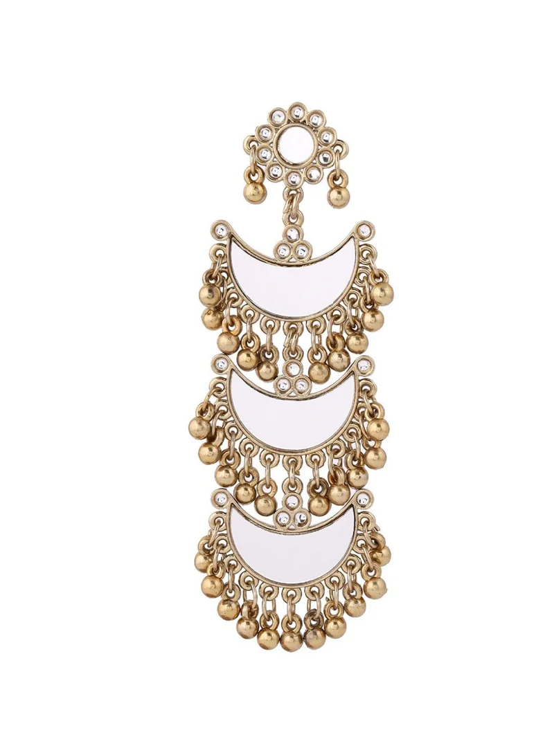 Priyaasi Plated Artificial Stones Studded Contemporary Mirror Chandbalis Earrings