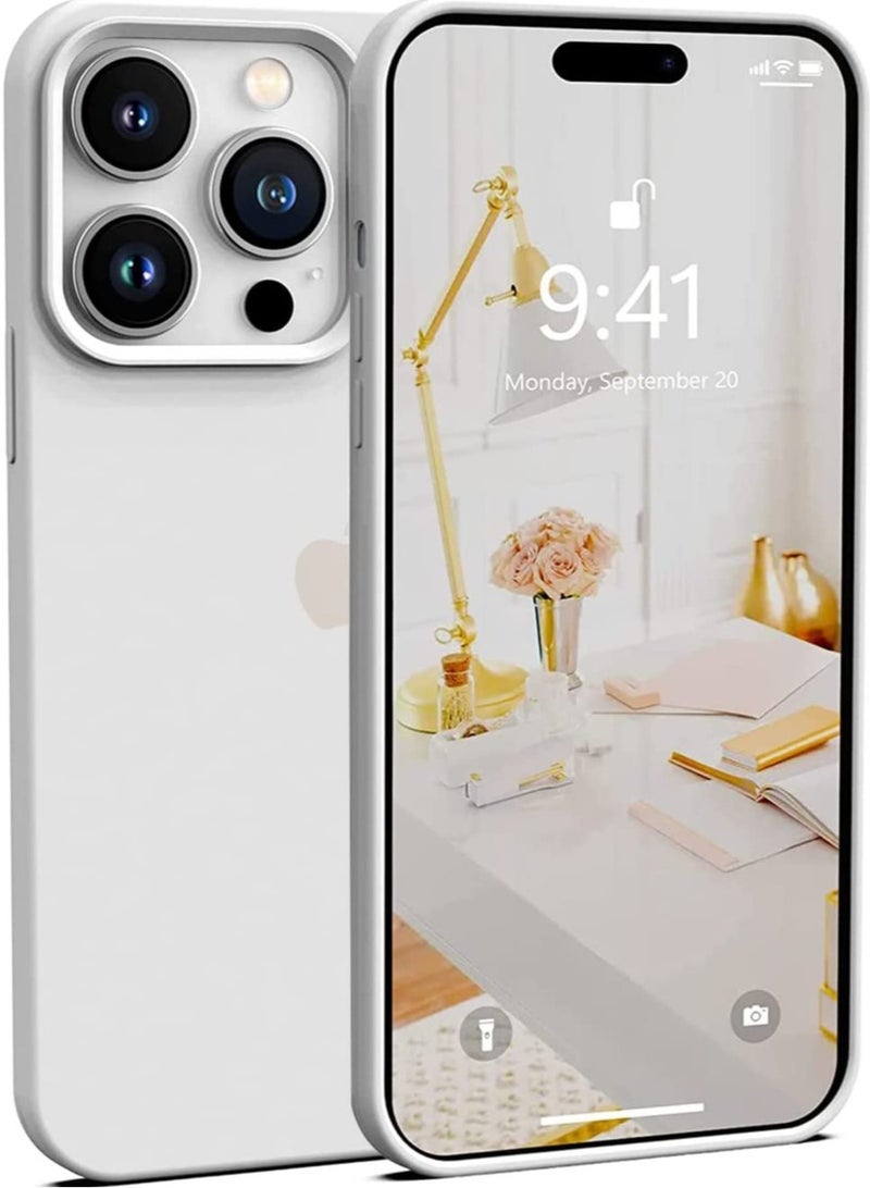 ELTRAZONE Designed for iPhone 14 Pro Max Silicone Case [with Logo],Full Body Protective Cover, Shockproof, Slim, Anti-Scratch Soft Microfiber Lining Phone Case 6.7 inch (White) - Image 1