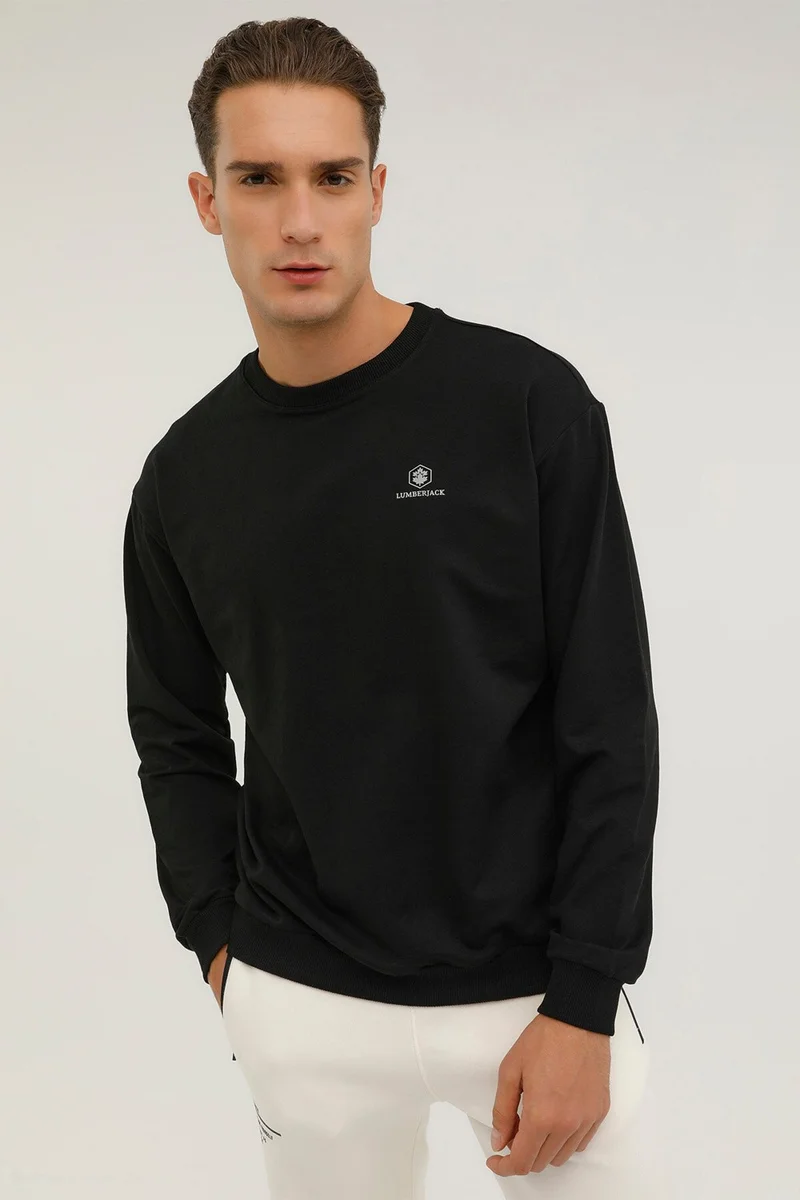 لامبرجاك M-SN75 Basic C Neck Sweat Black Men's Sweatshirt