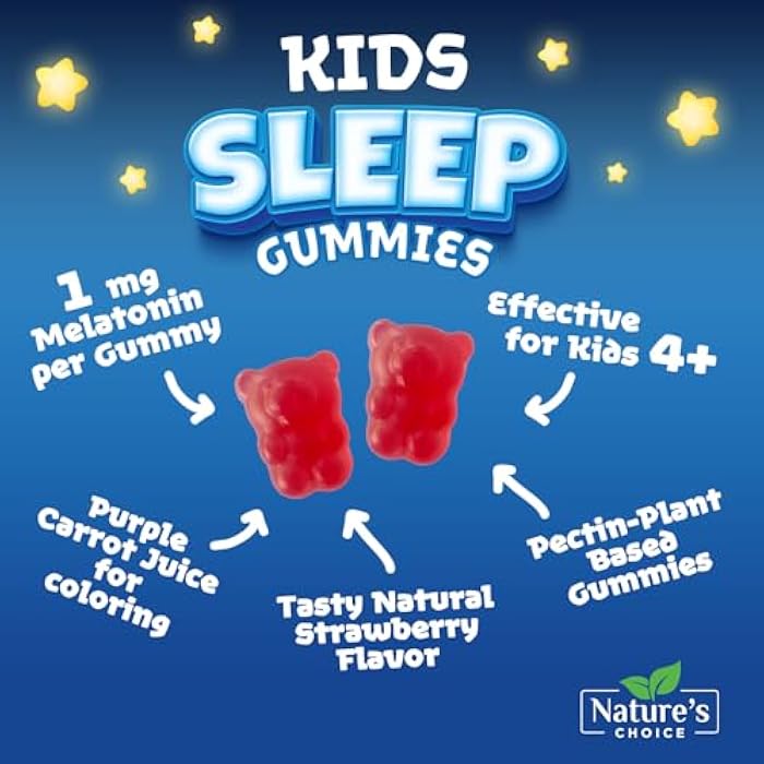 Nature's Choice Kids Melatonin Gummies - 2mg Melatonin Per Serving - Best Children's Melatonin Gummy for Restful Sleep - Kids Chewable Sleep Supplement - Natural Tasty Berry Flavor - Non-GMO Vegan - 60 Gummies - Image 3