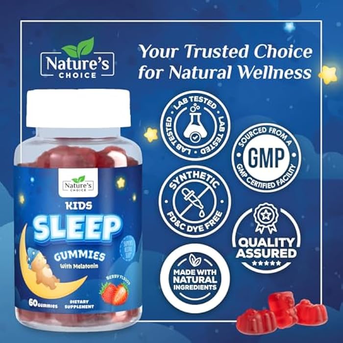 Nature's Choice Kids Melatonin Gummies - 2mg Melatonin Per Serving - Best Children's Melatonin Gummy for Restful Sleep - Kids Chewable Sleep Supplement - Natural Tasty Berry Flavor - Non-GMO Vegan - 60 Gummies - Image 4