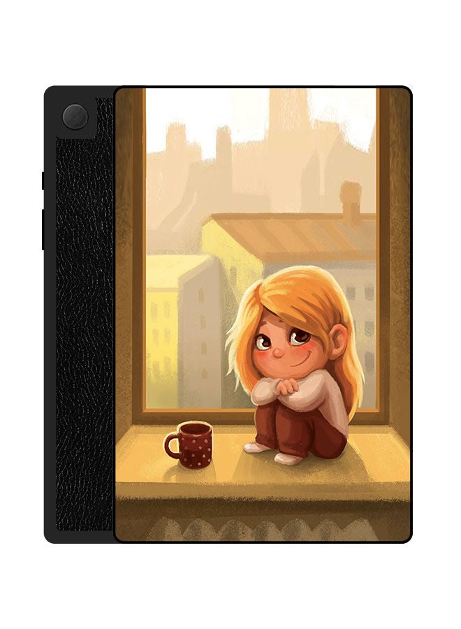 Theodor Protective Flip Case Cover For Samsung Galaxy Tab A8 10.5 2021 Cute Girl Having Coffee - Image 1