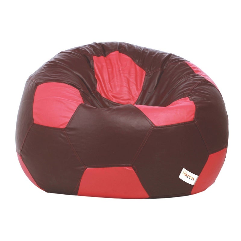 SATTVA Classy.Elegant.Stylish Sattva Combo Football Bean Bag Cover and Round Footstool Cover Without Beans Maroon Pink  - Image 2
