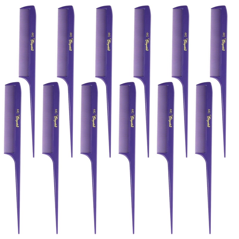 Krest Cleopatra 812 inch Rattail Combs Extra Fine ToothRat Tail Comb Model 441 Color Fresh Purple 1 Dozen