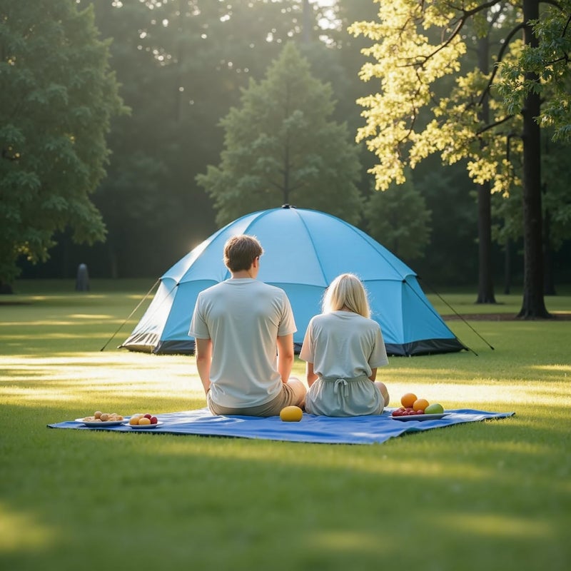 Wind Tour شادر خارجي محمول متعدد الوظائف للتخييم مع حقيبة حمل (أزرق - 57" × 83") - Image 5