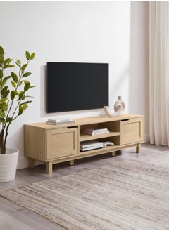 Modern TV Stand with Storage Cabinets and Open Shelves - Natural Wood Finish - pzsku/Z10AC48D4C7EDF4758C60Z/45/_/1737220159/2be30bb7-3eef-40f2-82b9-204fa1cb8bbc