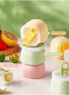 FLYROAD 3-Piece Ice Cube Trays, Silicone Ice Cube Molds, Can Make Ice Cubes or Ice Cream, Yellow, Green, Pink  - Image 1