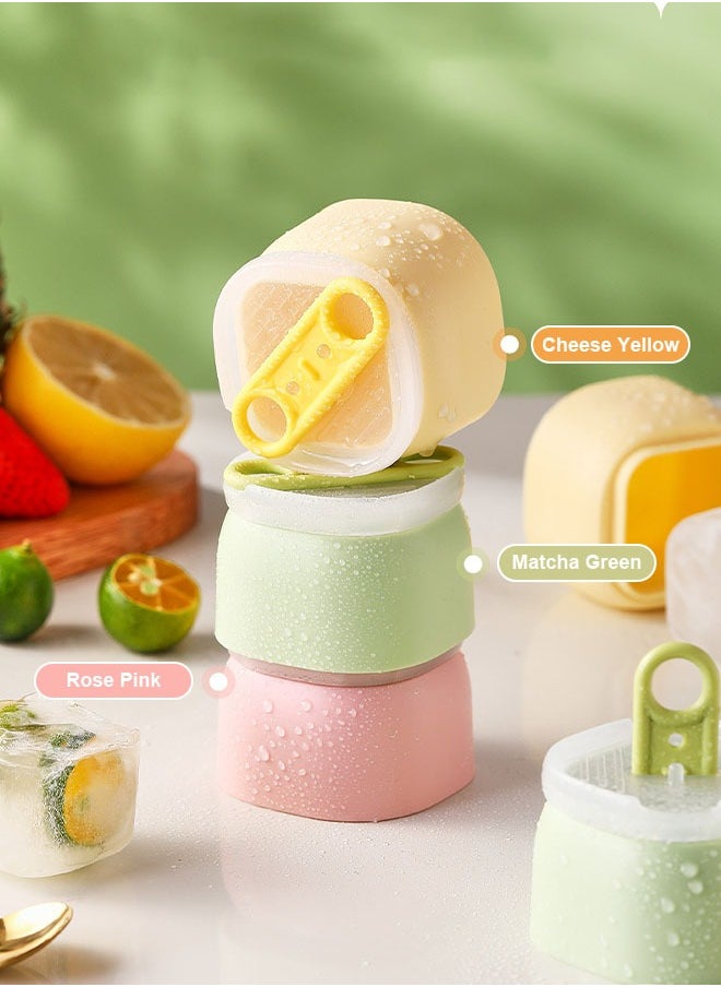 FLYROAD - 3-Piece Ice Cube Trays, Silicone Ice Cube Molds, Can Make Ice Cubes or Ice Cream, Yellow, Green, Pink - Image 1