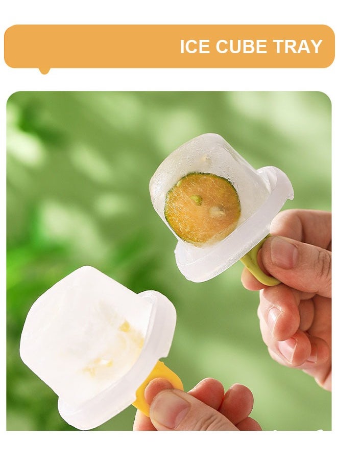 FLYROAD - 3-Piece Ice Cube Trays, Silicone Ice Cube Molds, Can Make Ice Cubes or Ice Cream, Yellow, Green, Pink - Image 1