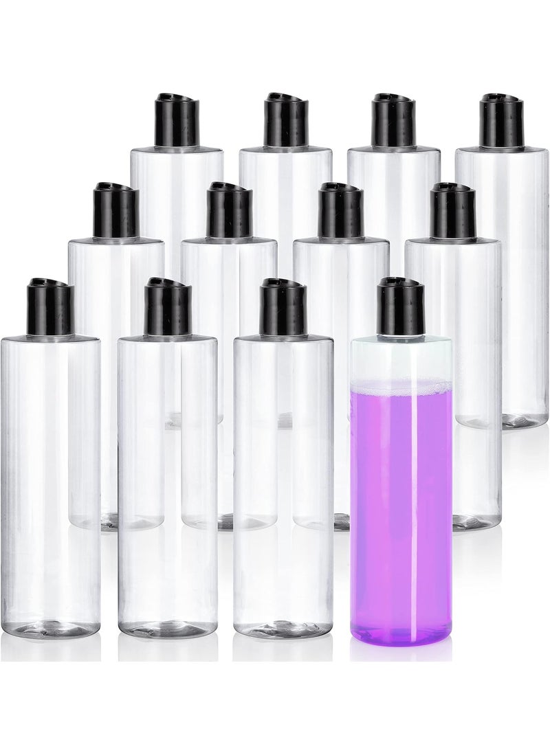 JUVITUS JUVITUS (12 pack) 16 oz Clear Cylinder PET Plastic Bottles with Disc Cap Lid 