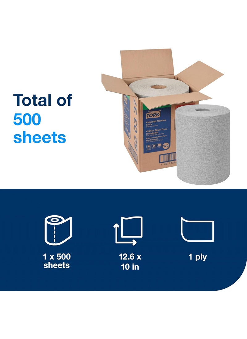 Tork Tork Industrial Cleaning Cloth Centerfeed Gray W2 1 x 500 Cloths 520337  - Image 2