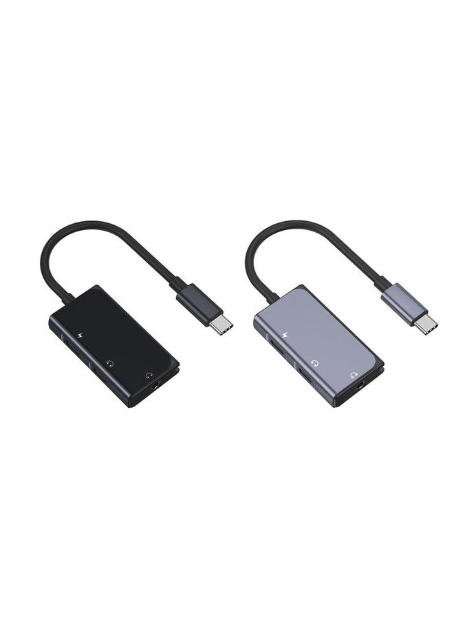 HuHa 3 in 1 USB-C / Type-C Male to 3.5mm + PD 60W Female Charging & Digital Audio Adapter(Black) - Image 2