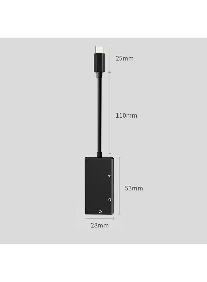 HuHa 3 in 1 USB-C / Type-C Male to 3.5mm + PD 60W Female Charging & Digital Audio Adapter(Black) - Image 3