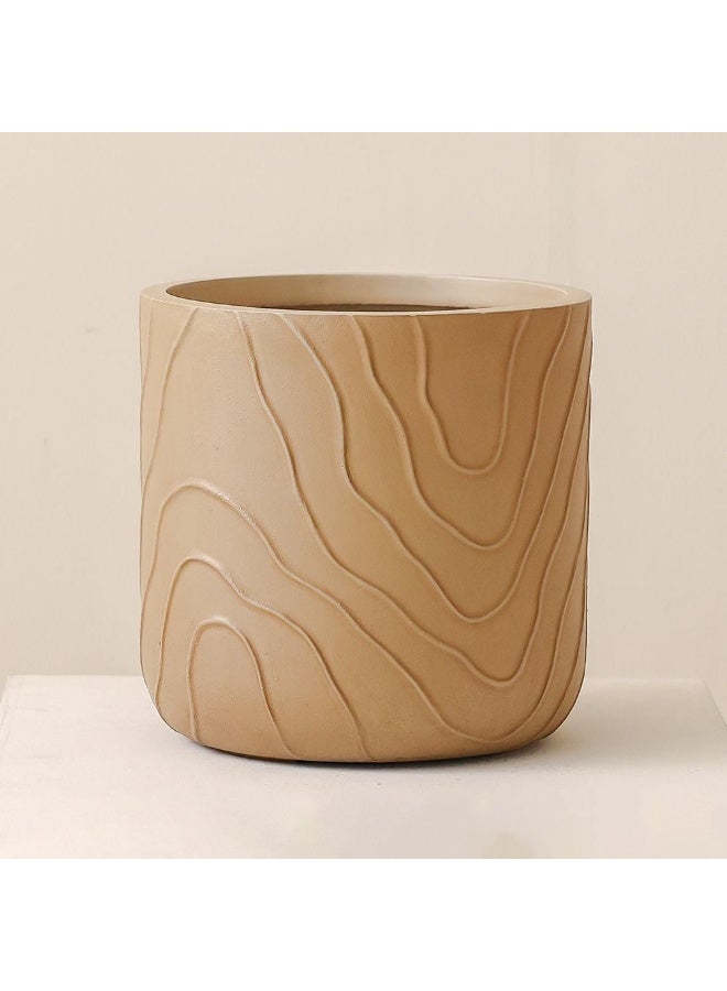 DANUBE HOME وعاء تصميم تجريدي من الطين الليفي - 24x24x24 سم، بني، ملحقات حديقة خارجية، وعاء متين وأنيق، مثالي للمساحات الخارجية - Image 1