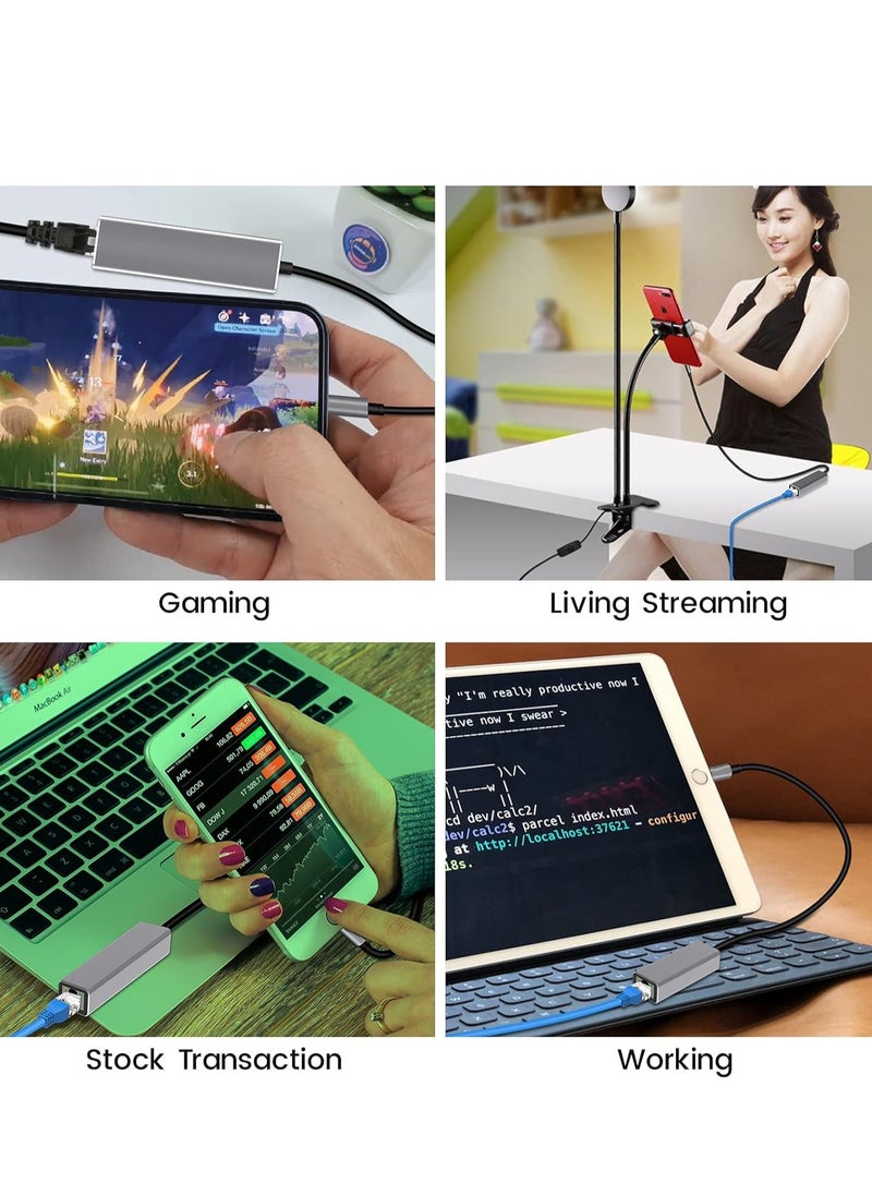 Generic - Lightning to RJ45 Ethernet Adapter, Compatible with iPhone iPad to RJ45 Ethernet LAN Network Adapter with 20W PD Fast Charging Port, 100Mbps High Speed, Plug and Play - Image 1