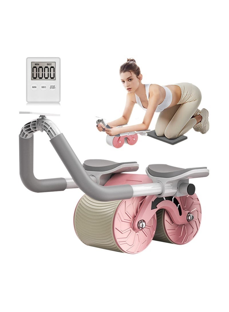 Bukela Ab Abdominal Exercise Roller Elbow Support Automatic Rebound Abdominal Wheel with Knee Pad and Timer, Abs Roller Wheel Core Workout Strength Trainin Equipment for Beginners Home Gym - Image 1