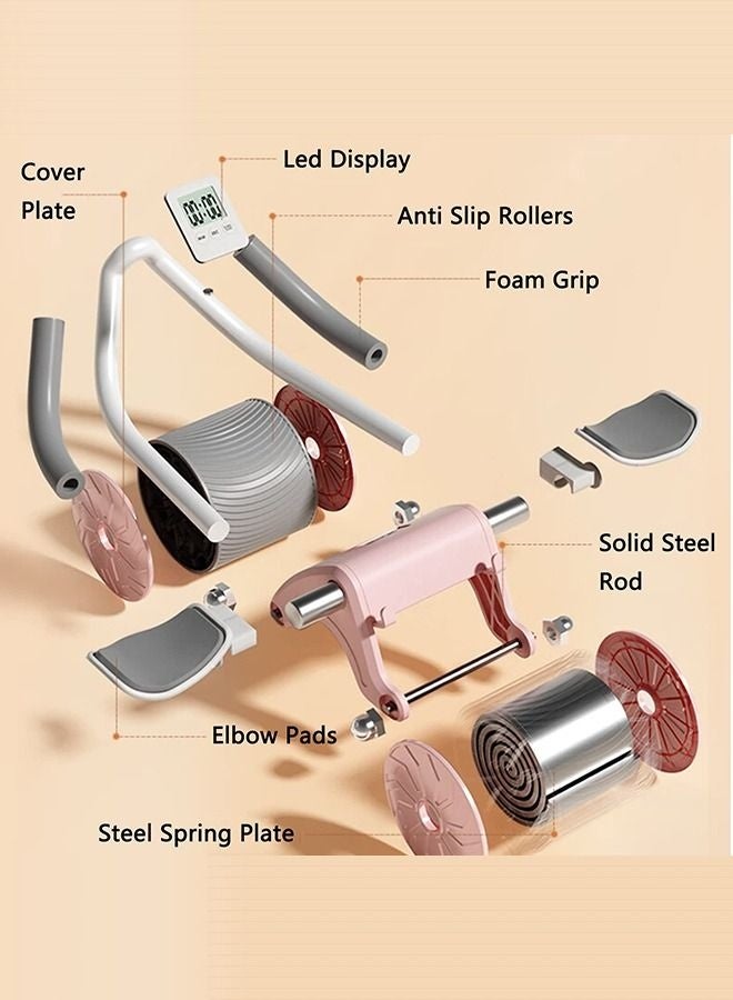 Bukela Ab Abdominal Exercise Roller Elbow Support Automatic Rebound Abdominal Wheel with Knee Pad and Timer, Abs Roller Wheel Core Workout Strength Trainin Equipment for Beginners Home Gym - Image 5